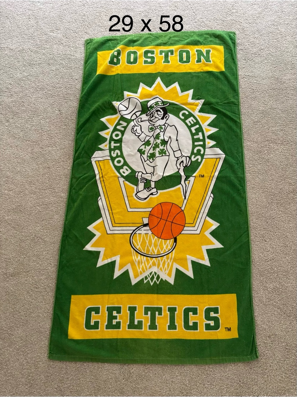 Boston Celtics Green and Yellow Beach Towel